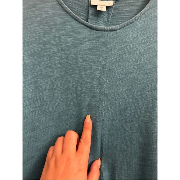 J. Jill Cotton A-Line Midi Dress Turquoise Blue sz L Beach Relaxed minimalist - Picture 8 of 8